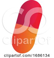 Red And Orange Medicine Capsule Vector Illustration On A White Background