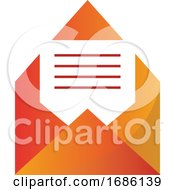 Poster, Art Print Of Letter Inside Orange Envelope Vector Illustration On A White Background