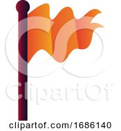Orange Flag On Purple Stick Vector Icon Illustration On A White Background