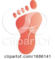 Poster, Art Print Of Pink Footprint Vector Illustration On A White Background