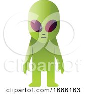 Poster, Art Print Of Vector Illustration Of Green Alien On A White Background