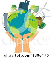Poster, Art Print Of Our Planet Is In Our Hands Illustration Vector On White Background