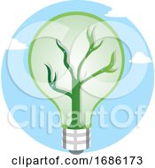 Poster, Art Print Of Green Light Bulb As A Symbol For Renewable Energy Resources Illustration Vector On White Background