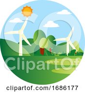 Poster, Art Print Of Wind As A Energy Source Illustration Vector On White Background