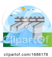 Poster, Art Print Of Hydroelectric Power As Eco Source Illustration Vector On White Background