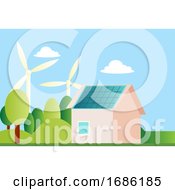 Poster, Art Print Of Ilustration Of A Sustainable House Illustration Vector On White Background