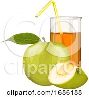 Poster, Art Print Of Vector Of Apple Fruit And Juice