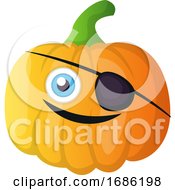 Poster, Art Print Of Pumpkin With A Black Patch On His Eye Illustration Vector On White Background