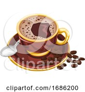 Poster, Art Print Of Coffee Cup With Beans