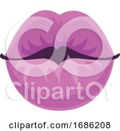 Poster, Art Print Of Purple Lips Vector Illustration On White Background