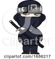 Poster, Art Print Of Ninja Warrior Cartoon Vector Or Color Illustration