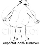 Poster, Art Print Of Cartoon Chubby Nude Man With A Sun Burn On His Back Side