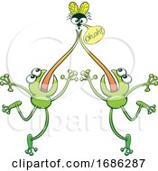 Poster, Art Print Of Two Frogs Fighting Over A Fly