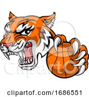 Poster, Art Print Of Tiger Baketball Player Animal Sports Mascot