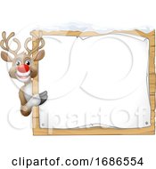 Poster, Art Print Of Reindeer Christmas Sign Cartoon