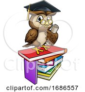 Poster, Art Print Of Wise Owl Graduate Teacher Cartoon Character