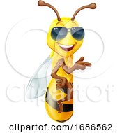 Poster, Art Print Of Cool Honey Bumble Bee In Sunglasses Sign Cartoon