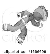 Poster, Art Print Of Sketch Ninja Warrior Man Running While Falling Down