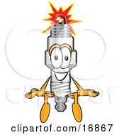 Spark Plug Mascot Cartoon Character Seated