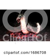 Poster, Art Print Of Hell Serpent On Lava Ripper Wyrm Wyvern Or Dragon 3d Render