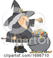 Poster, Art Print Of Witch Making A Spell In Her Cauldron