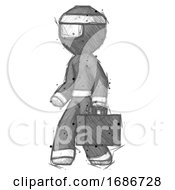 Poster, Art Print Of Sketch Ninja Warrior Man Walking With Briefcase To The Left