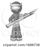 Poster, Art Print Of Sketch Ninja Warrior Man Holding Large Scalpel