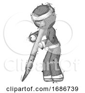Sketch Ninja Warrior Man Cutting With Large Scalpel