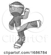 Poster, Art Print Of Sketch Ninja Warrior Man Kick Pose