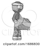 Poster, Art Print Of Sketch Ninja Warrior Man Holding Package To Send Or Recieve In Mail