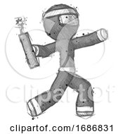 Poster, Art Print Of Sketch Ninja Warrior Man Throwing Dynamite