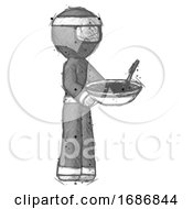 Sketch Ninja Warrior Man Holding Noodles Offering To Viewer