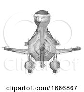 Sketch Ninja Warrior Man In Geebee Stunt Plane Front View