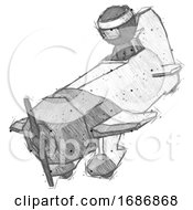 Poster, Art Print Of Sketch Ninja Warrior Man In Geebee Stunt Plane Descending View
