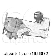 Poster, Art Print Of Sketch Ninja Warrior Man In Geebee Stunt Aircraft Side View