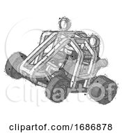 Poster, Art Print Of Sketch Ninja Warrior Man Riding Sports Buggy Side Top Angle View