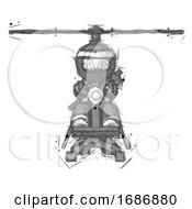 Sketch Ninja Warrior Man Flying In Gyrocopter Front View