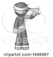Poster, Art Print Of Sketch Ninja Warrior Man Suicide Gun Pose
