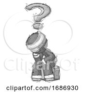 Poster, Art Print Of Sketch Ninja Warrior Man Thinker Question Mark Concept