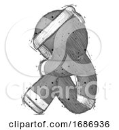 Poster, Art Print Of Sketch Ninja Warrior Man Sitting With Head Down Facing Sideways Left