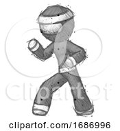 Sketch Ninja Warrior Man Martial Arts Defense Pose Left