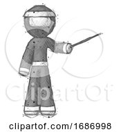Poster, Art Print Of Sketch Ninja Warrior Man Teacher Or Conductor With Stick Or Baton Directing