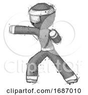 Sketch Ninja Warrior Man Martial Arts Punch Left