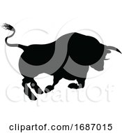 Poster, Art Print Of Charging Bull Silhouette