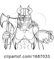 Poster, Art Print Of Viking Female Gladiator Football Warrior Woman