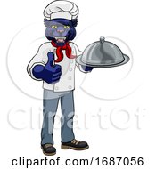 Poster, Art Print Of Panther Chef Mascot Cartoon Character