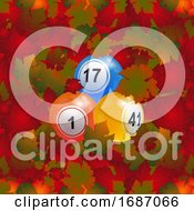 Poster, Art Print Of 3d Bingo Lottery Balls Over Autumn Leafs Background
