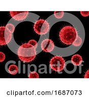 3D Virus Cells On A Black Background