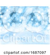 Poster, Art Print Of 3d Snowy Landscape On Bokeh Lights And Stars Background