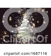 Poster, Art Print Of 3d Christmas Tree With Sparkle Bokeh Lights Effect